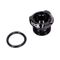 Plnicí zátka oleje VOCA V2 CNC černá pro Derbi EBE, EBS, D50B