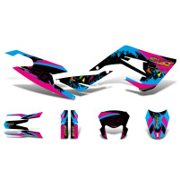Sada dekorací / samolepek černo-růžovo-modrý lesklý design pro Gilera SMT 50 2018-