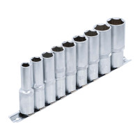 Sada dlouhých 9dílných metrických nástrčných klíčů 1/2 palce 10-24 mm