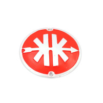 Hliníkový kulatý emblém 56mm červený pro Kreidler, Florett RS, RM, TM, GT, Eiertank, Super 4, LF, LH (00.58.54.)