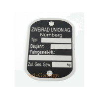 Prázdný štítek s typem rámu 35 mm x 50 mm pro DKW, Victoria, Express