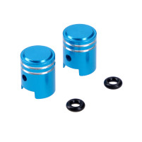 Sada hliníkových víček ventilů ve tvaru pístu v modré barvě
