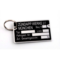 Klíčenka MOGA, plech, 40x24mm, tloušťka 1mm, pro Zündapp