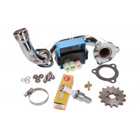 Sada pro odblokování , nastavitelné CDI ,výfuk chrom pro Derbi Senda, Aprilia RX, SX, Gilera RCR, SMT 2018- (Euro4)