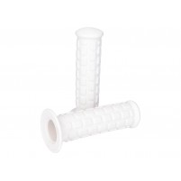 Bílé gumové rukojeti s klasickým vzorem pro mopedy s 22 mm řídítky